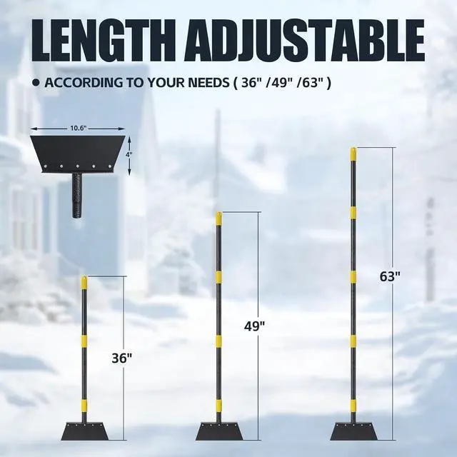 Alt view image 3 of 7 - Flat Shovel for Landscaping, Heavy Duty Floor Scraper Long Handle 63", Multifunctional Garden Shovel for Digging, Weeding, Scraping, Ice Remove (2 Blades)