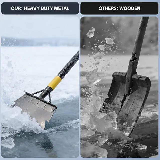 Alt view image 4 of 7 - Flat Shovel for Landscaping, Heavy Duty Floor Scraper Long Handle 63", Multifunctional Garden Shovel for Digging, Weeding, Scraping, Ice Remove (2 Blades)