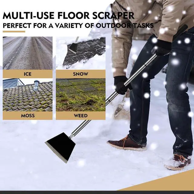 Alt view image 5 of 6 - Garden Shovel, Floor Cleaning Scraper Tool, Snow Shovel Ice Scraper, 47 inch Weed Removal Tool with 3 Sections Long Handle for Moss,Sidewalks, Driveway Yard Working - Heavy Duty