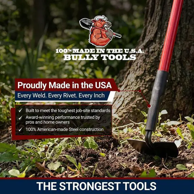 Alt view image 2 of 7 - BULLY TOOLS Warren Hoe Professional 12-Gauge 6.25-Inch Garden Hoe Tool with Fiberglass Handle, Commercial Strength, Gardening Tools, 100% Made in The USA