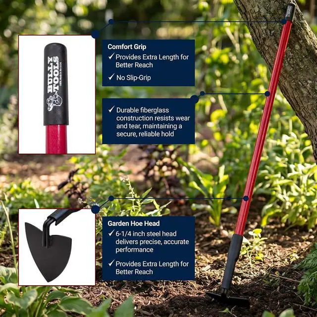 Alt view image 3 of 7 - BULLY TOOLS Warren Hoe Professional 12-Gauge 6.25-Inch Garden Hoe Tool with Fiberglass Handle, Commercial Strength, Gardening Tools, 100% Made in The USA