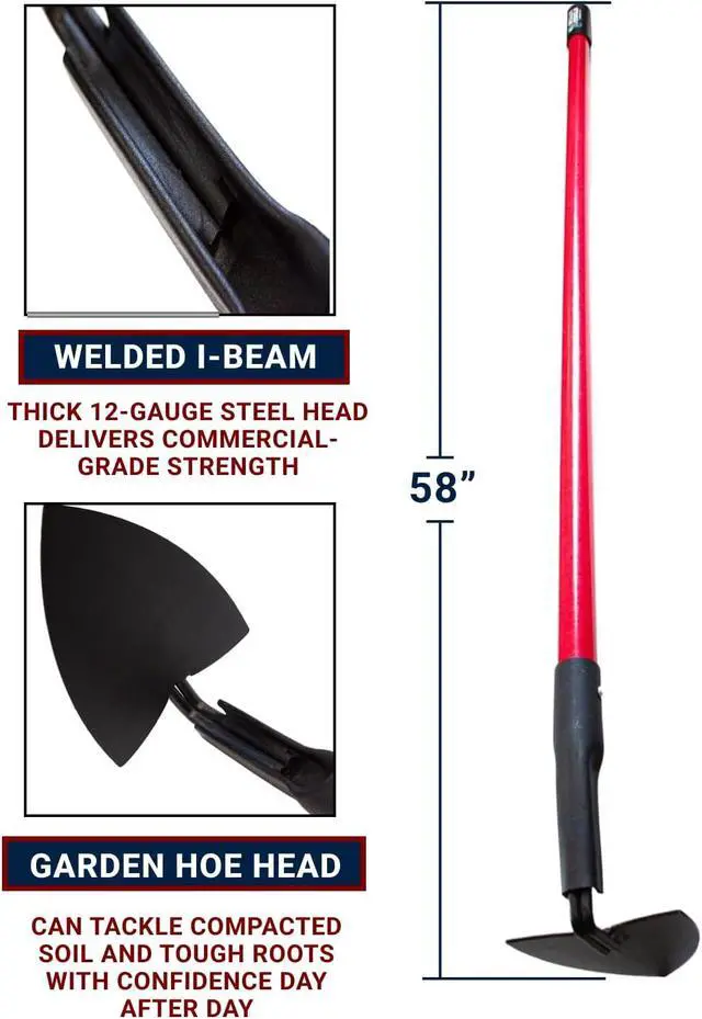Alt view image 5 of 7 - BULLY TOOLS Warren Hoe Professional 12-Gauge 6.25-Inch Garden Hoe Tool with Fiberglass Handle, Commercial Strength, Gardening Tools, 100% Made in The USA