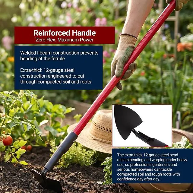 Alt view image 4 of 7 - BULLY TOOLS Warren Hoe Professional 12-Gauge 6.25-Inch Garden Hoe Tool with Fiberglass Handle, Commercial Strength, Gardening Tools, 100% Made in The USA