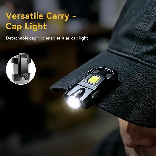 Alt view image 4 of 7 - lexall 2 Pack Keychain Flashlight 500 Lumens, USB-C Rechargeable EDC Pocket Light, Aircraft Aluminum, 3 Modes, Cap Clip & Carabiner, Glow-in-Dark Button Camping, Hiking, Concert, Emergency