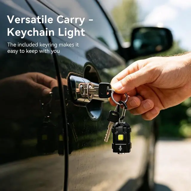 Alt view image 5 of 7 - lexall 2 Pack Keychain Flashlight 500 Lumens, USB-C Rechargeable EDC Pocket Light, Aircraft Aluminum, 3 Modes, Cap Clip & Carabiner, Glow-in-Dark Button Camping, Hiking, Concert, Emergency