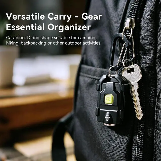 Alt view image 6 of 7 - lexall 2 Pack Keychain Flashlight 500 Lumens, USB-C Rechargeable EDC Pocket Light, Aircraft Aluminum, 3 Modes, Cap Clip & Carabiner, Glow-in-Dark Button Camping, Hiking, Concert, Emergency