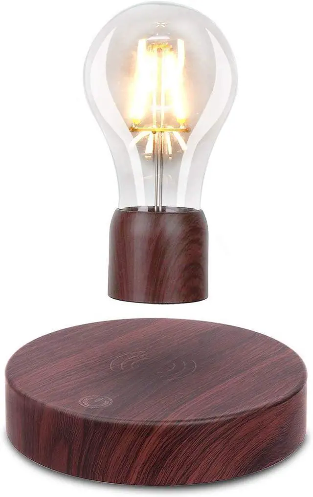 Main image of Magnetic Levitating Floating Wireless LED Light Bulb Desk Lamp for Unique Gifts, Room Decor, Night Light, Home Office Decor Desk Tech Toys (Round Wooden Base..)