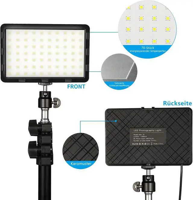 Alt view image 4 of 7 - Photography Video Lighting Kit, LED Studio Streaming Lights W/70 Beads & Color Filter for Camera Photo Desktop Computer Conference Game Stream YouTube TikTok Portrait Shooting Pack of 2
