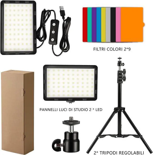 Alt view image 7 of 7 - Photography Video Lighting Kit, LED Studio Streaming Lights W/70 Beads & Color Filter for Camera Photo Desktop Computer Conference Game Stream YouTube TikTok Portrait Shooting Pack of 2