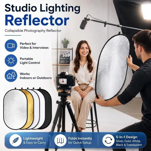 Alt view image 6 of 7 - 24x36in 5 in 1 Photography Reflector Light Diffuser 60x90cm | Bag included. Collapsible reflector diffuser for portrait, product photography reflector and studio lighting reflector