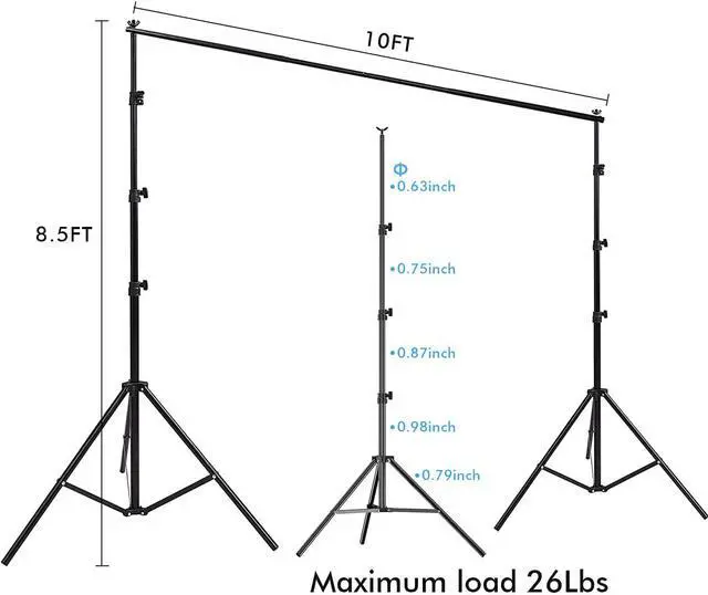 Alt view image 2 of 7 - SLOW DOLPHIN 10 x 8.5 ft Photography Photo Video Studio Background Stand Support Kit with Muslin Backdrop (White Black), 5500K 85W LED Blub, Umbrella Lighting Kit for Studio, Portrait, Video Shooting