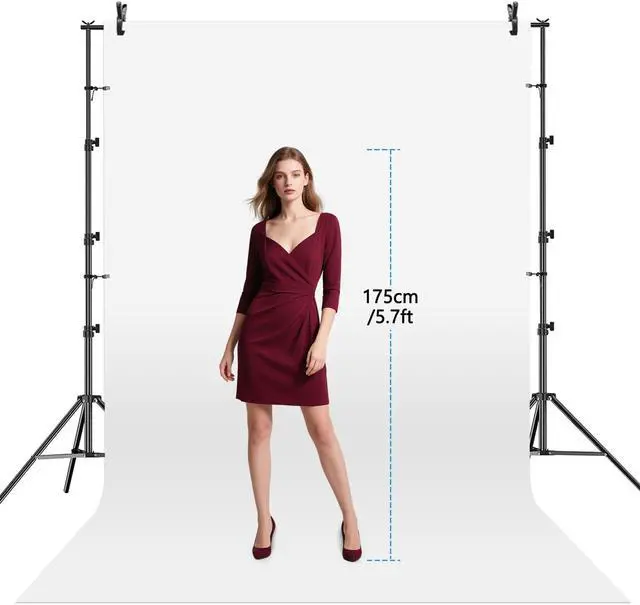 Alt view image 6 of 7 - SLOW DOLPHIN 10 x 8.5 ft Photography Photo Video Studio Background Stand Support Kit with Muslin Backdrop (White Black), 5500K 85W LED Blub, Umbrella Lighting Kit for Studio, Portrait, Video Shooting