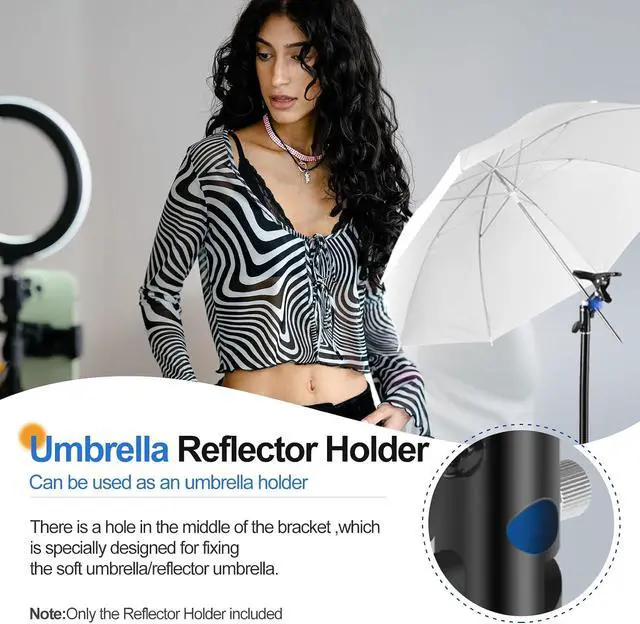 Alt view image 6 of 7 - EMART Photography Reflector Holder, Photo Video Studio 5/8" Heavy Duty Metal Clamp Attachment, Light Stand Clip Mount with Umbrella Hole for Backdrop, Diffuser, Lighting -2 Pack