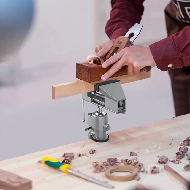 Alt view image 2 of 7 - Table Vise,2 in 1 Universal Rotate 360° Work Clamp-On Vise,Table Vice with Electric Drill/Grinder Holder for Woodworking, Drilling, Sawing, Jewelry Making,Metal Working and DIY (3'')