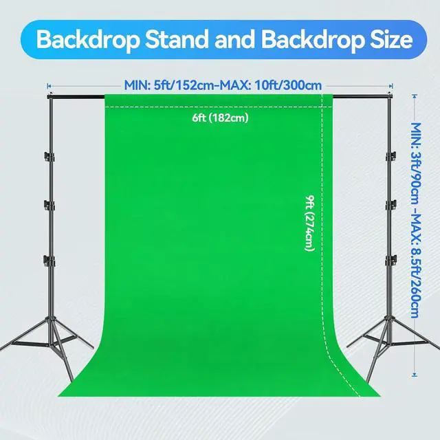 Alt view image 2 of 7 - EMART 8.5X10 FT Green Screen Backdrop Kit, Photography Umbrella with 5500K Bulbs, 6X9 FT Green Backdrop with Spring Clamps, Professional Photography Lighting kit for Studio, Portrait, Video Shooting