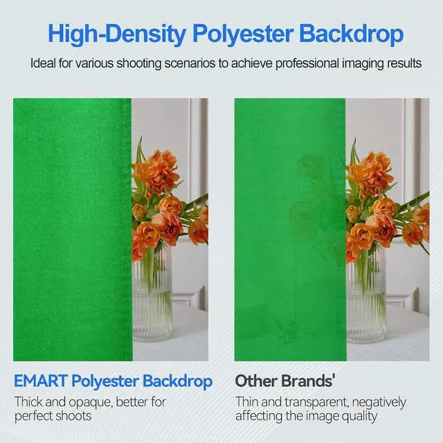 Alt view image 5 of 7 - EMART 8.5X10 FT Green Screen Backdrop Kit, Photography Umbrella with 5500K Bulbs, 6X9 FT Green Backdrop with Spring Clamps, Professional Photography Lighting kit for Studio, Portrait, Video Shooting