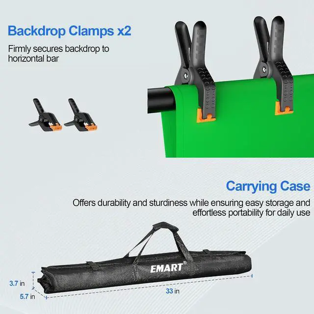 Alt view image 6 of 7 - EMART 8.5X10 FT Green Screen Backdrop Kit, Photography Umbrella with 5500K Bulbs, 6X9 FT Green Backdrop with Spring Clamps, Professional Photography Lighting kit for Studio, Portrait, Video Shooting