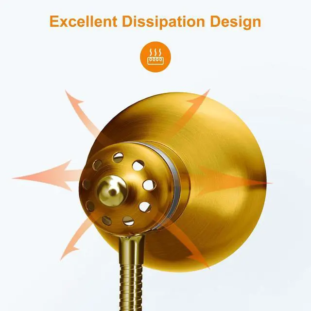 Alt view image 6 of 7 - LEPOWER Metal Desk Lamp, Adjustable Goose Neck Table Lamp, Eye-Caring Study Desk Lamps for Bedroom, Study Room and Office (Gold)