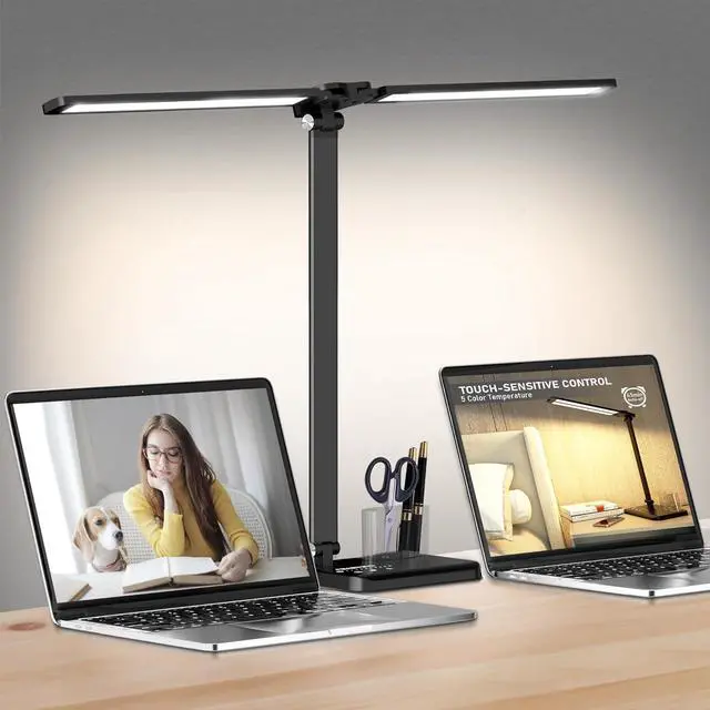 Main image of Dimmable LED Desk Lamp with USB Charging Port, 50 Lighting Modes Dual Swing Arm Architect Table Lamp Light Desk Lamp for Home Office Dorm Piano Nail