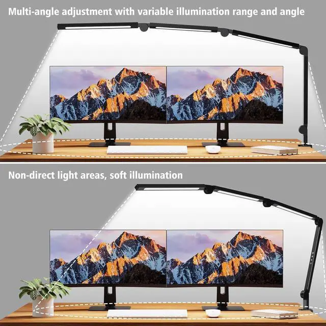 Alt view image 7 of 7 - AILBTON Bright LED Desk Lamp with Clamp,Eye Caring Architect Led Desk Lights with Adjustable Swing Arm for Office Home,Dimming and Tempering Led Table Light
