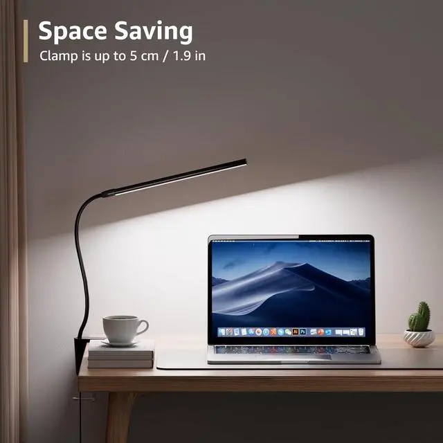 Alt view image 4 of 7 - Lepro Clip on Desk Lamp LED Reading light Dimmable USB Small Clamp Lamp with 3 Color Modes 10 Brightness, Adjustable Flexible Gooseneck Table Light for Bed Headboard, Nail, Home Office,Computer(Black)