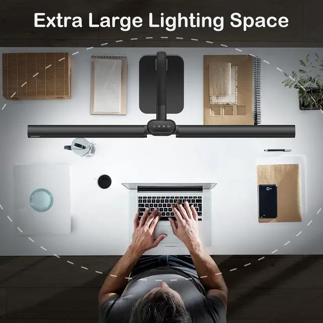 Alt view image 4 of 7 - Desk Lamp with USB Charging Port for Home Office 24w Architect Remote Base Dual Task Led Light Modern 5 Color Modes Dimmable Adjustable Gooseneck Double Head Reading Drafting Eye Caring Tall Lamps