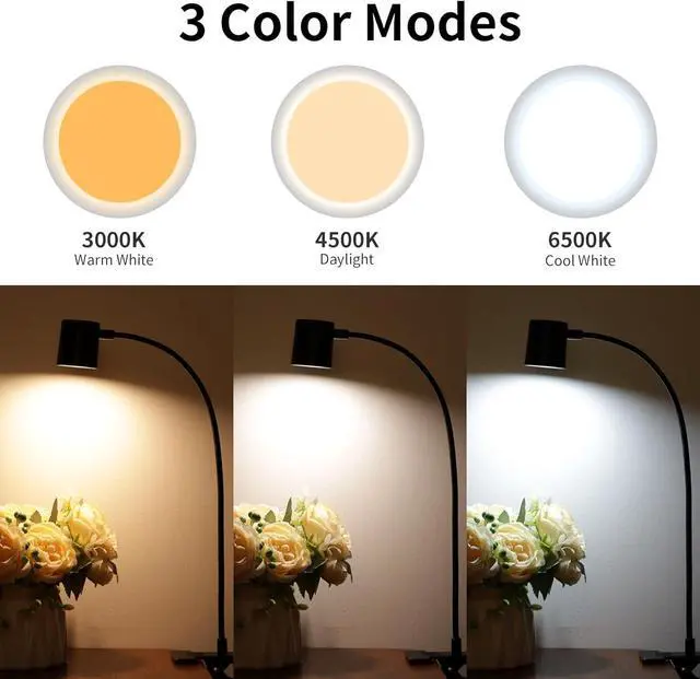 Alt view image 2 of 7 - Dott Arts Desk Lamp,USB Clip On Light,Book Lights for Reading at Night,3 Color Modes,10 Brightness Clamp Lights,360° Gooseneck LED Reading Light for Books in Bed,Eye-Care for Home Office,Headboards