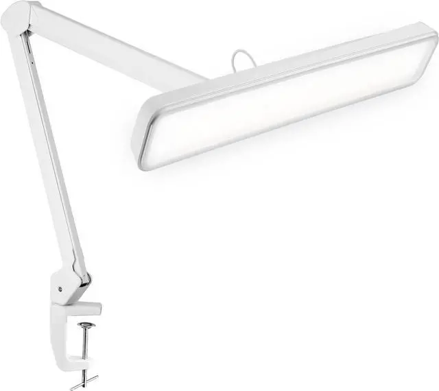 Main image of Neatfi XL 2,500 Lumens 30W LED Task Lamp for Manicure Table, Crafts, Workbench, Office 22 Wide Shade Desk Light | Eye-Caring 6500K | 4-Level Brightness (White, Non-CCT with Clamp)