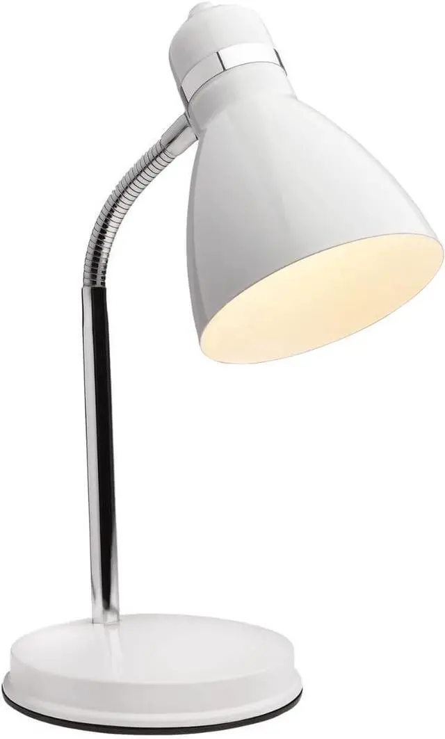 Main image of Newhouse Lighting Oxford White Metal Flexible Classic Goose Neck Design Desk or Table Lamp for Office or Bedroom Use