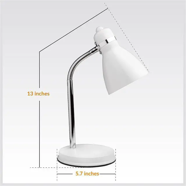 Alt view image 7 of 7 - Newhouse Lighting Oxford White Metal Flexible Classic Goose Neck Design Desk or Table Lamp for Office or Bedroom Use