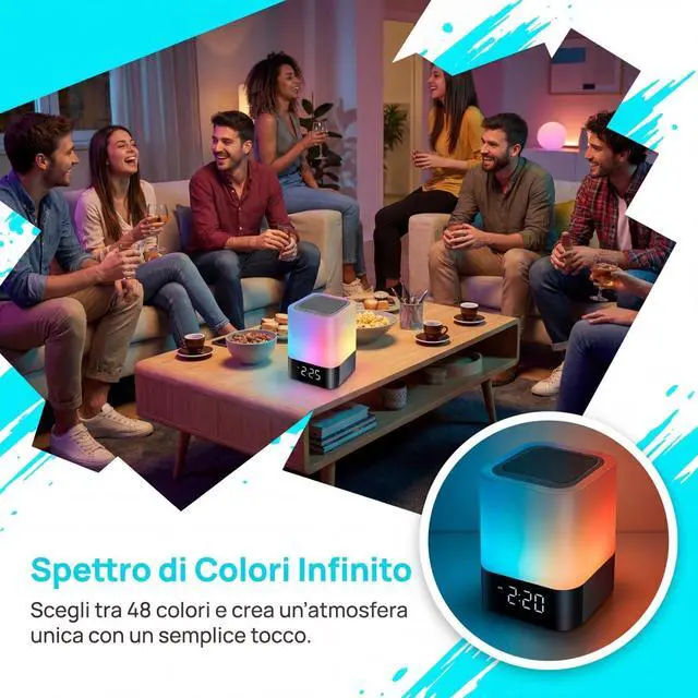 Alt view image 6 of 7 - Gallstep Night Lights Bluetooth Speaker, Alarm Clock Bluetooth Speakers Touch Sensor Bedside Lamp Dimmable Multi-Color Changing Bedside Lamp, MP3 Player, Wireless with Lights