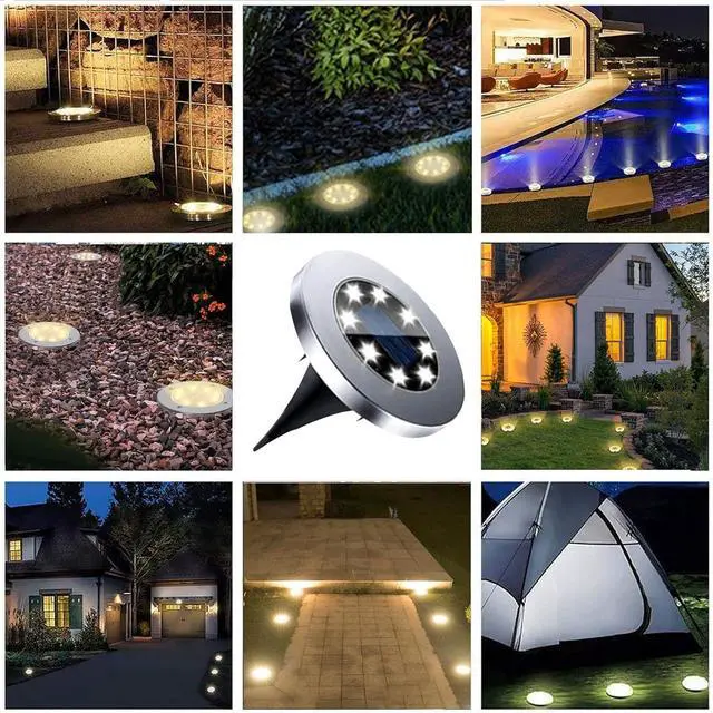 Alt view image 6 of 7 - 4.6 Inch Diameter Solar Ground Lights, Waterproof Solar Garden Lights, Outdoor Garden Waterproof Bright in-Ground Light, Landscape Lighting for Pathway,Yard,Lawn,Patio,Walkway (12 Pack Warm Light)