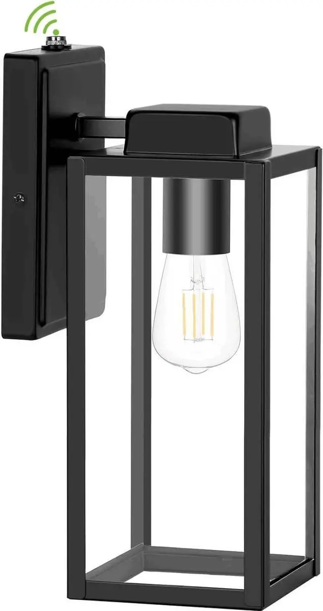 Main image of Large Outdoor Wall Light, 16 Inch Outdoor Wall Lantern, Dusk to Dawn Exterior Waterproof Wall Sconce, Anti-Rust Wall Mounted Lighting with Glass Shade, Matte Black Wall Lamp with E26 Socket for Porch
