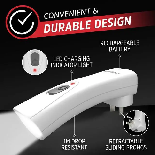 Alt view image 5 of 7 - Energizer Auto-On LED Flashlights Rechargeable (3-Pack) for Home Power Failure, Plug in LED Flashlight for Power Outage, Night Light, Hurricane Preparedness