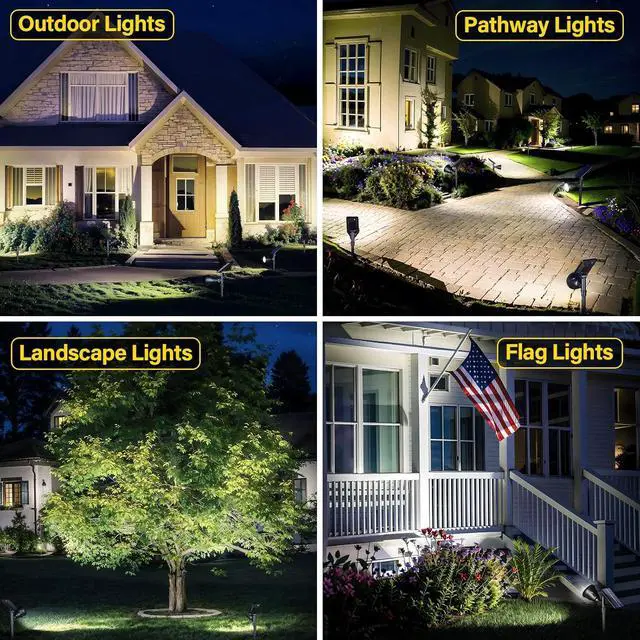 Alt view image 2 of 7 - ROSHWEY Solar Spot Lights Outdoor - 600LM Spotlights Waterproof Outside Flood Lighting for Driveway Backyard Patio Garden Landscape Deck Garage (Cool White, 2 Pack)