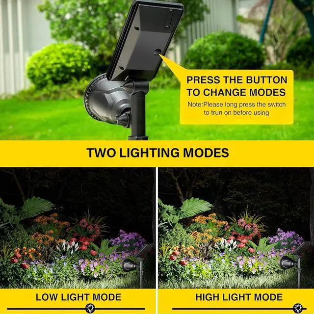 Alt view image 6 of 7 - ROSHWEY Solar Spot Lights Outdoor - 600LM Spotlights Waterproof Outside Flood Lighting for Driveway Backyard Patio Garden Landscape Deck Garage (Cool White, 2 Pack)