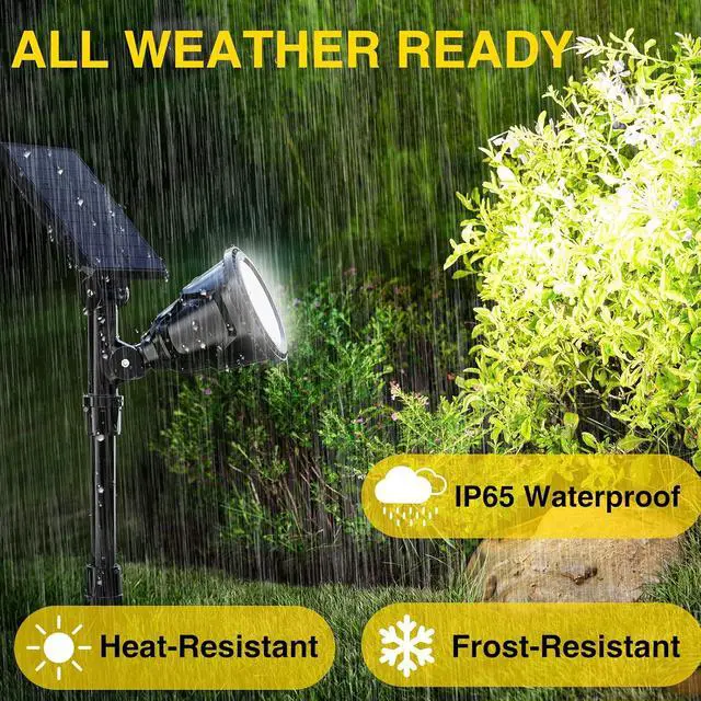 Alt view image 7 of 7 - ROSHWEY Solar Spot Lights Outdoor - 600LM Spotlights Waterproof Outside Flood Lighting for Driveway Backyard Patio Garden Landscape Deck Garage (Cool White, 2 Pack)