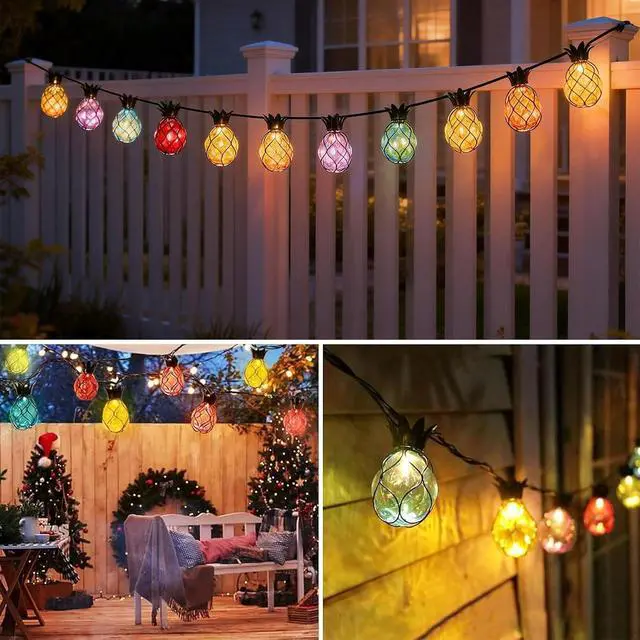 Alt view image 7 of 7 - Vigdur Pineapple String Lights - Outdoor Patio Lights Plug in with 10 Pineapple Bulbs Connectable, Indoor String Light for Bedroom Bistro Tiki Decor(10FT