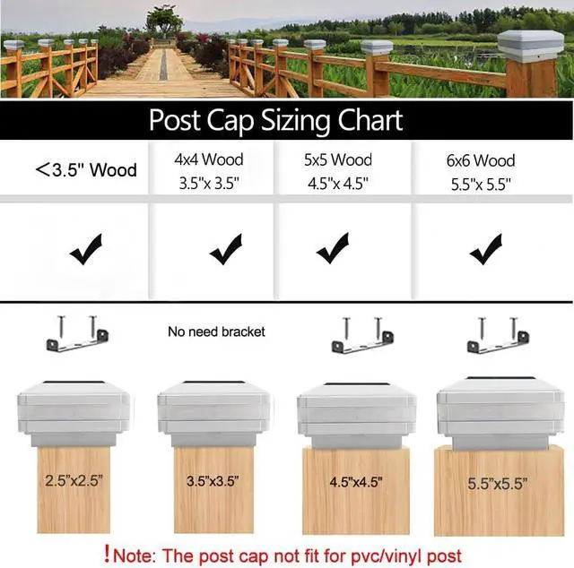 Alt view image 4 of 7 - Sumaote 4x4 Solar Post Cap Light, 52 LEDs 160 Lumen Outdoor Deck Lights for 4x4 Wooden Posts, IP65 Waterproof 6000K Daylight White Decorative Lighting for Fence Porch Garden, White Shell, 4 Pack