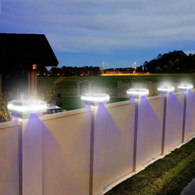 Alt view image 7 of 7 - Sumaote 4x4 Solar Post Cap Light, 52 LEDs 160 Lumen Outdoor Deck Lights for 4x4 Wooden Posts, IP65 Waterproof 6000K Daylight White Decorative Lighting for Fence Porch Garden, White Shell, 4 Pack