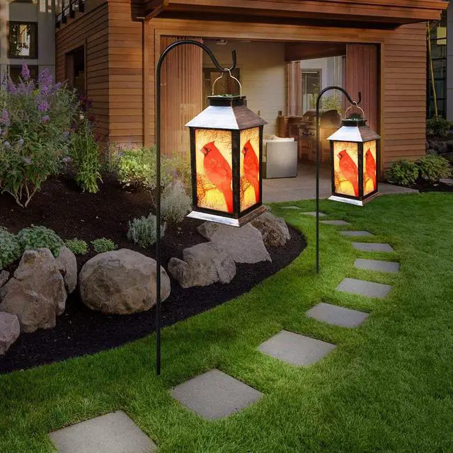 Alt view image 3 of 7 - Solar Lanterns, Outdoor Hanging Lanterns Waterproof LED Solar Cardinal Lights Tabletop Lamp for Outdoor Patio Garden as Gifts for Mom Grandma Women
