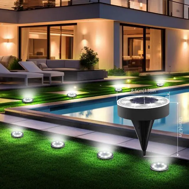 Alt view image 3 of 7 - Joomer Solar Ground Lights, 16 Pack 8 LED Solar Lights Outdoor IP68 Waterproof Disc Light In-Ground Landscape Lighting Outdoor for Patio Pathway Lawn Yard Driveway Walkway (White)