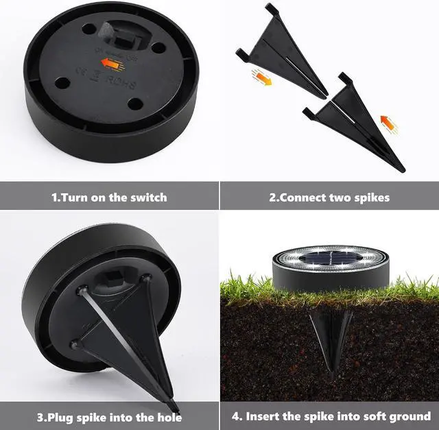 Alt view image 5 of 7 - Joomer Solar Ground Lights, 16 Pack 8 LED Solar Lights Outdoor IP68 Waterproof Disc Light In-Ground Landscape Lighting Outdoor for Patio Pathway Lawn Yard Driveway Walkway (White)