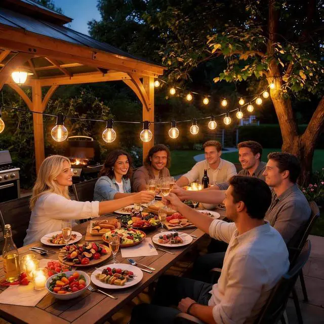 Alt view image 7 of 7 - RTTY Outdoor String Lights 50 FT, Patio Light with 26pcs G40 Shatterproof LED Bulbs, Waterproof Hanging Globe Lighting Connectable for Cafe Bistro Backyard Porch Gazebo Balcony Deck Party