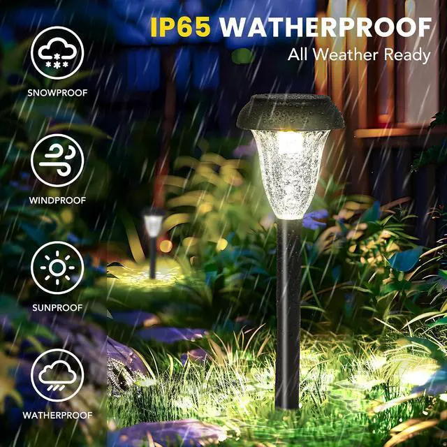 Alt view image 5 of 7 - GIGALUMI 12 Pack Solar Lights Outdoor Waterproof, Cool White Pathway Lights Solar Powered, Landscape Lighting, Solar Garden Light for Decor, Patio, Garden, Yard, Pathways, Walkways