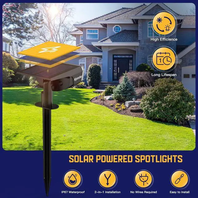 Alt view image 3 of 7 - Kyosho Solar Color Spot Lights Outdoor, 9 Lighting Modes Halloween Christmas Lights, 38 LEDs Color Changing Waterproof RGBW Multicolor Tree Pool Solar Spotlight, 2 Pack