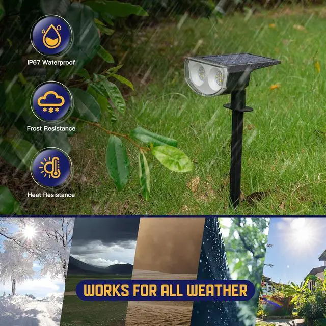 Alt view image 5 of 7 - Kyosho Solar Color Spot Lights Outdoor, 9 Lighting Modes Halloween Christmas Lights, 38 LEDs Color Changing Waterproof RGBW Multicolor Tree Pool Solar Spotlight, 2 Pack