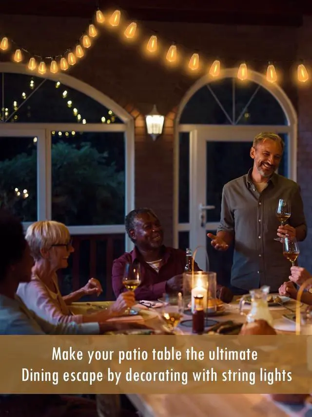 Alt view image 3 of 7 - DAMAING Outdoor String Lights Weatherproof 400FT shatterproof connectable Patio Lights for Outside 4 Pack x 100FT with 208 Vintage dimmable LED Edison Bulbs,Hanging Lights for Garden,Balcony