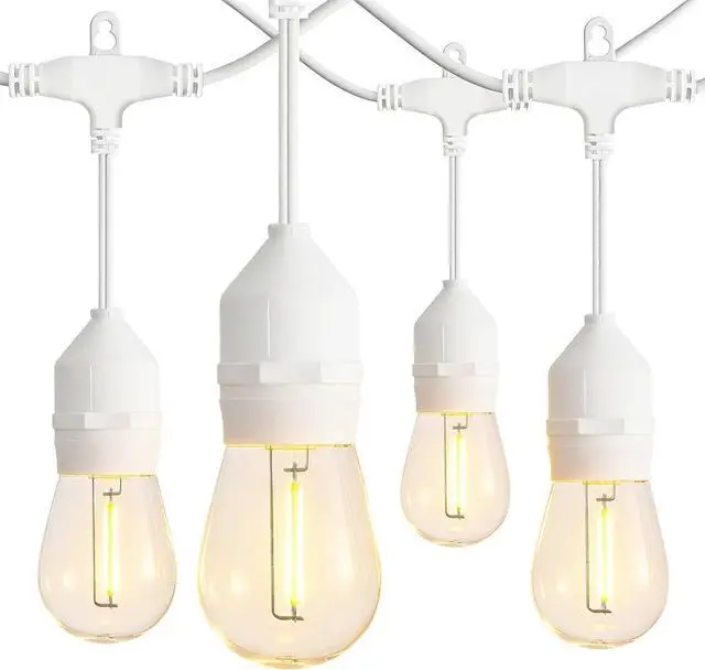 Main image of Banord Outdoor String Lights, 48FT Waterproof Patio Lights with 1W Dimmable LED Bulbs, White Hanging String Lights for Outdoor Backyard, Garden, Deck, Porch, Gazebo, Balcony, Camping, Party