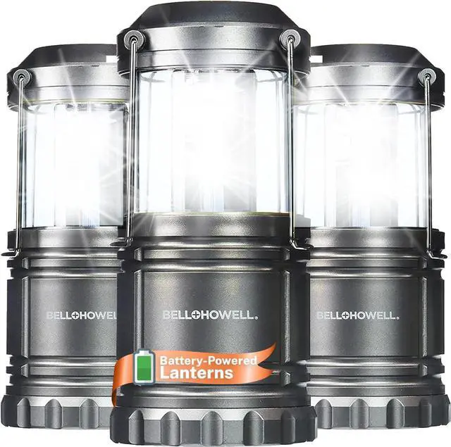 Main image of Bell+Howell 3 Pack Camping Lights & Lanterns for Power Outage, Collapsible Battery Powered LED Camping Lantern Lamp with Handle, Portable Ultra Bright for Power Outage Home Failure and Camping
